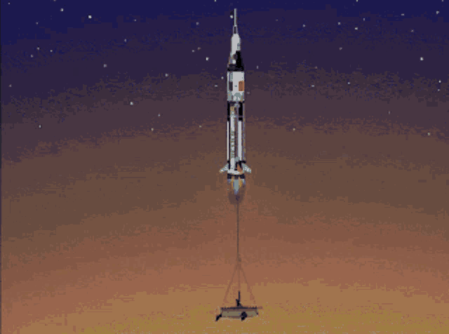 a pixel art drawing of a rocket with the word helio on it