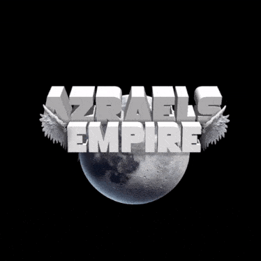 a poster for azrael 's empire has a skull and wings