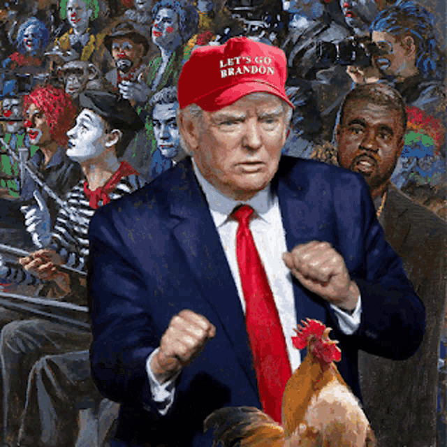 a man with a red hat that says let 's go brandon on it