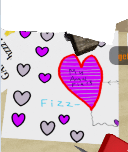 a drawing of hearts and a heart that says my angel fizzy