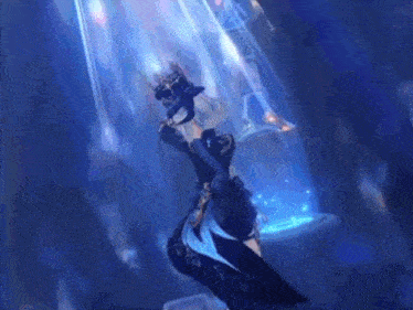 a person is standing in a dark room with a sword in their hand
