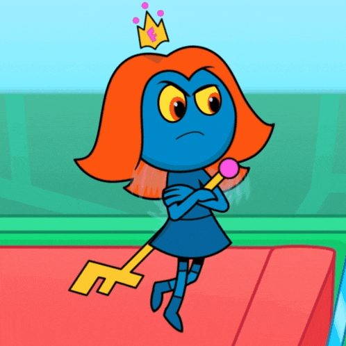 a cartoon character has a crown on her head