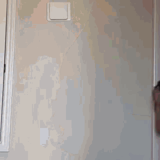 a little girl wearing a rainbow tank top is standing in front of a wall