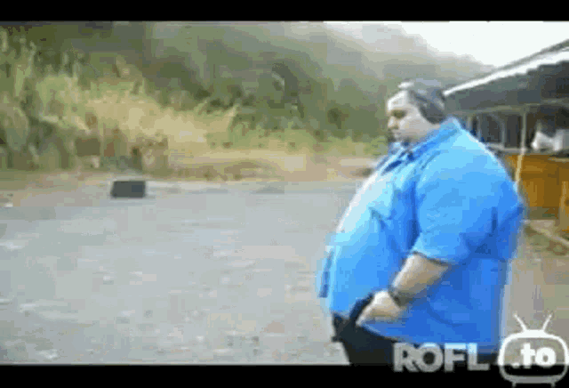 Fat Guy Gun Haha GIF