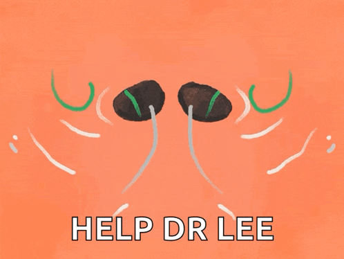 a cartoon drawing of a woman 's breasts with the words help dr lee below it