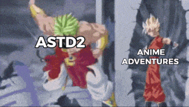 a cartoon character with the words astd2 and anime adventures