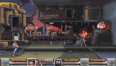 a video game is being played in front of the depot