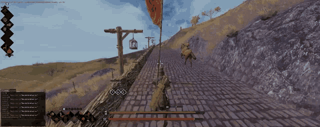 a screenshot of a video game with a red flag that says ' r ' on it