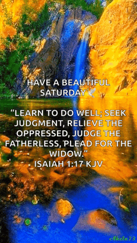 a picture of a waterfall with a bible verse