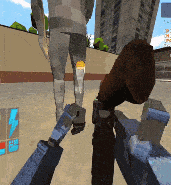 a screenshot of a video game with a lightning bolt on the bottom left