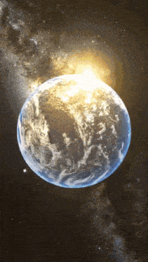 the sun is shining on the earth in the space