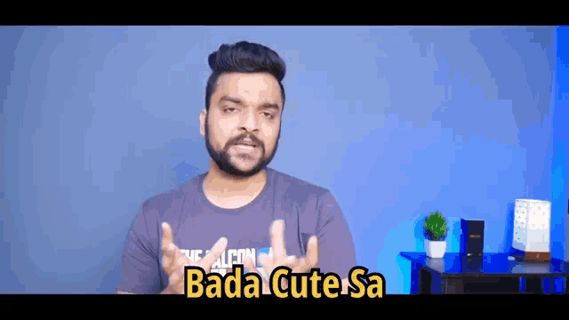 a man wearing a t-shirt that says bada cute sa
