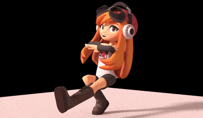 a cartoon girl wearing headphones and boots is sitting on a white surface