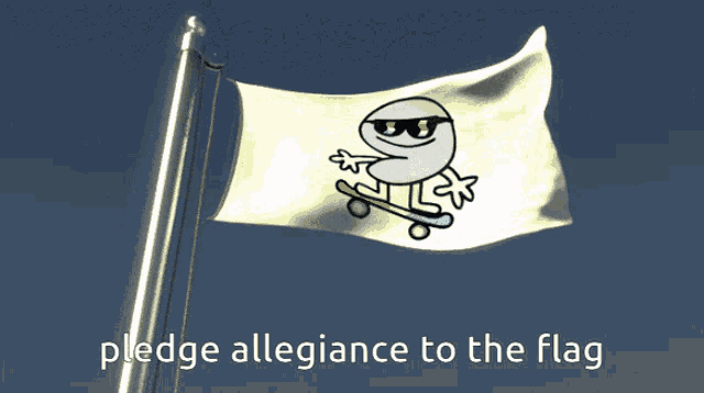 a flag with a cartoon character on it and the words pledge allegiance to the flag above it