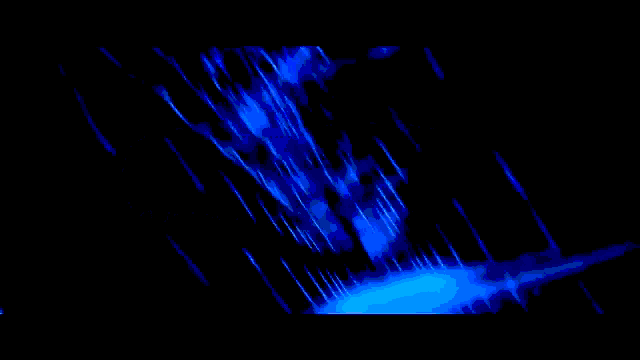 a blue light is coming out of a hole on a black background