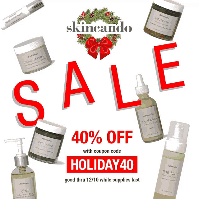 a poster for skincando advertising a 40 % off sale