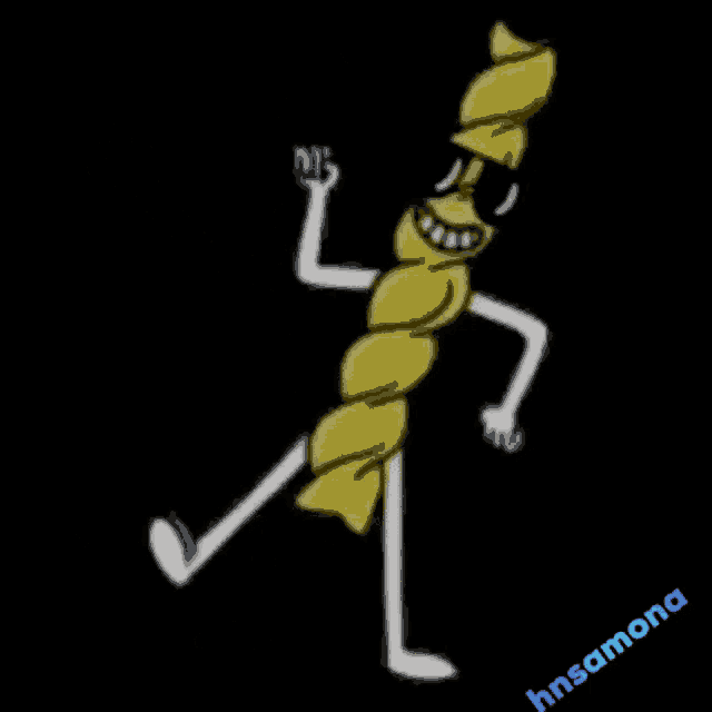 a cartoon drawing of a pasta character with sunglasses on