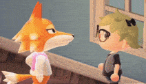 a boy and a fox are standing next to each other