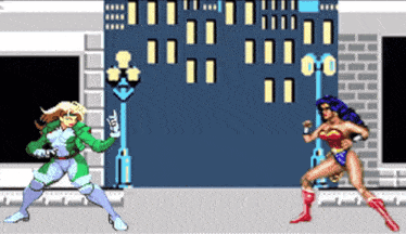wonder woman and rogue are in a video game