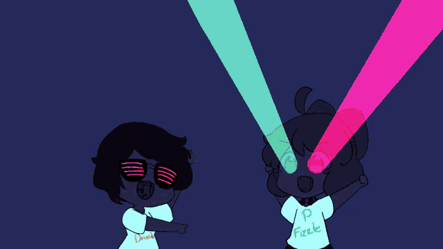 a drawing of a girl with a shirt that says fizzle