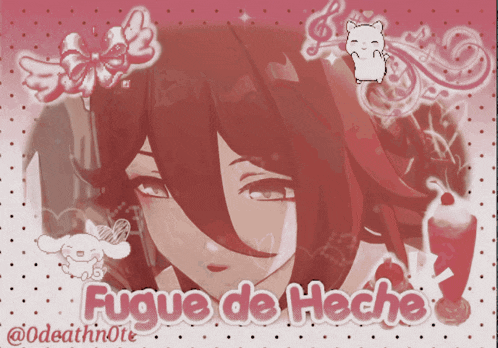a picture of a girl with the words fugue de hecho written on it