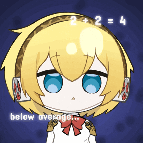 a drawing of a girl with the number 2 + 2 = 4 above her head