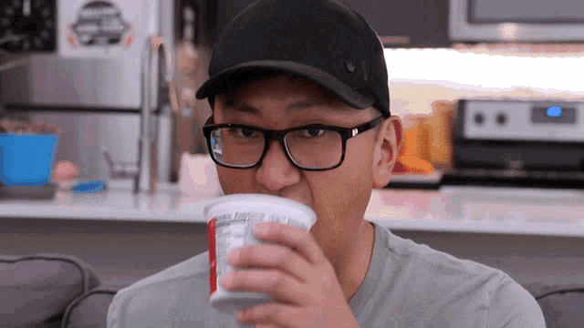Drink Up Chew GIF - Drink Up Chew Cup Noodles GIFs