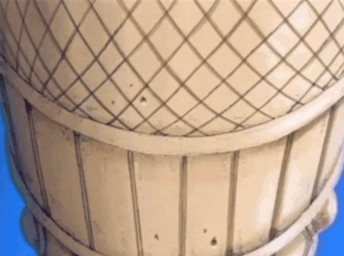 a close up of a wooden barrel with holes in it on a blue background