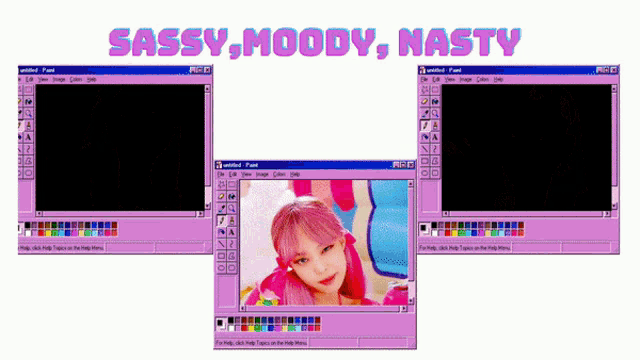 a computer screen with the words sassy moody nasty