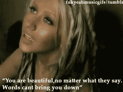 a woman says " you are beautiful no matter what they say words can t bring you down "