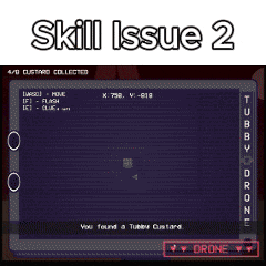 a video game called skill issue 2 shows a red monster