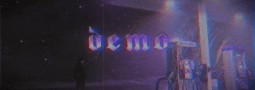 the word demo that is on a dark background