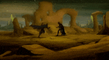 a man in a cape is standing next to another man in a cartoon scene