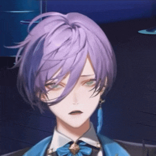 a boy with purple hair and a blue bow tie