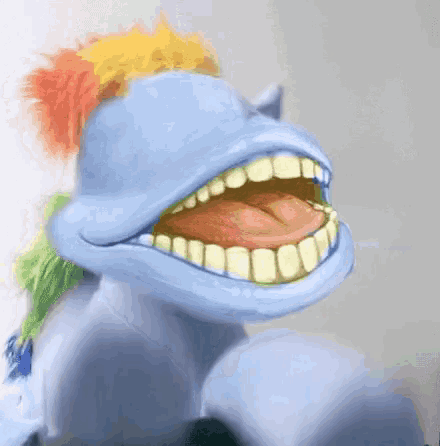 a drawing of a rainbow dash with his mouth open