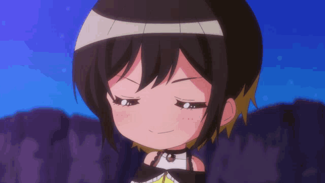 a close up of a cartoon girl with her eyes closed and a bandage on her head