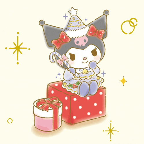 a cartoon drawing of a girl wearing a party hat
