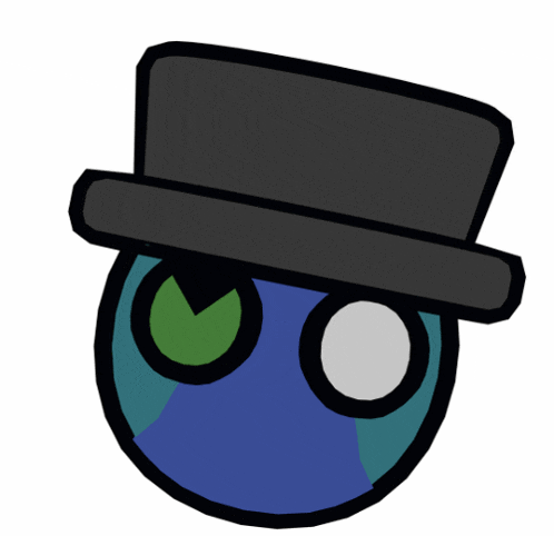 a cartoon drawing of a globe with a top hat