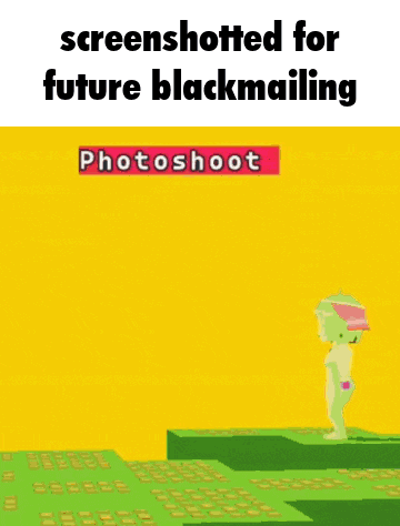 a screenshot of a video game with the words " screenshotted for future blackmailing photoshoot "