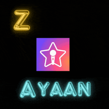 a neon sign that says ' iren z ayaan ' on a black background