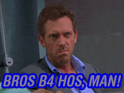 a man says bros b4 hos man in blue
