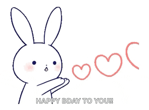 a drawing of a bunny with the words happy bday to you on the bottom