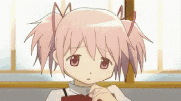 魔法少女まどか☆マギカの鹿目まどかが悩む GIF