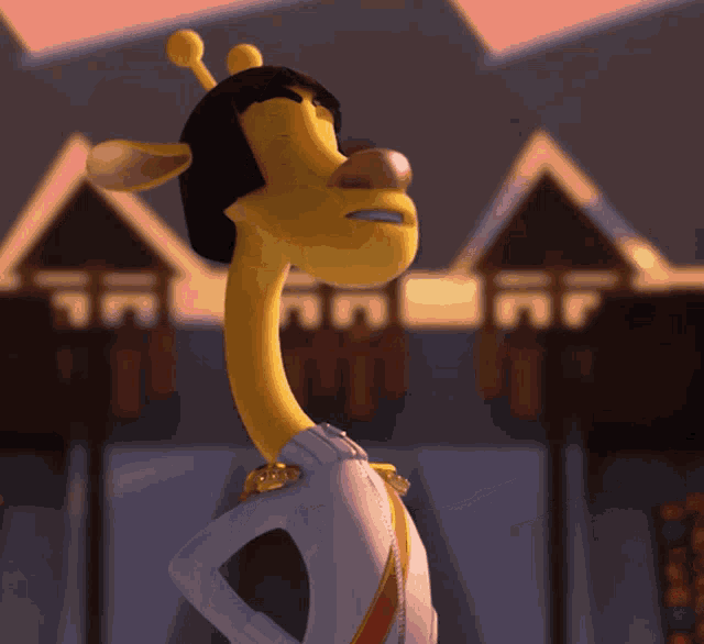 a cartoon giraffe with a very long neck and a very long nose