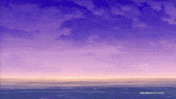 a computer generated image of a sunset over the ocean with a purple sky
