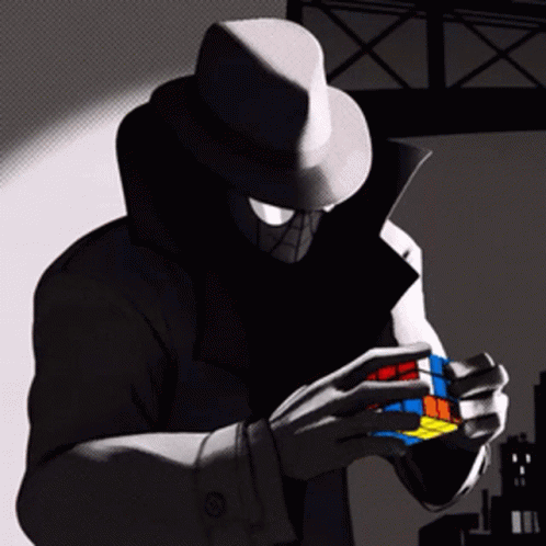 Spider Man Noir Rubiks Cube GIF - Spider Man Noir Rubiks Cube Into The Spider Verse GIFs