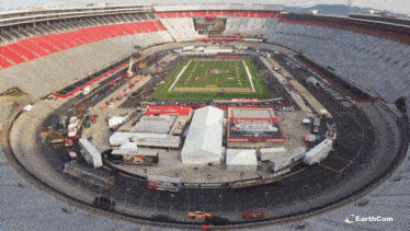an aerial view of a stadium with a sign that says castrol on it