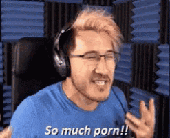 a man wearing headphones and glasses is saying so much porn