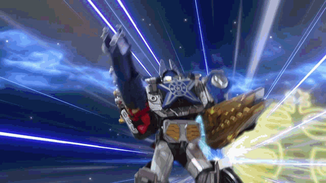 a robot with a star on it 's head is being animated in a video game .