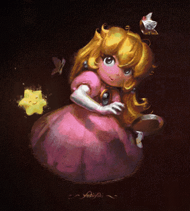 a pixel art of princess peach with a star and a crown